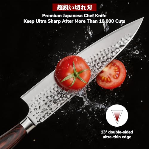 8 Inch Hammered Japanese Chef Knife (Silver)