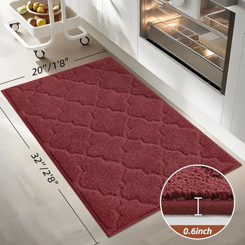Kitchen Rugs Non Slip Washable 20"x32" (Red / 20"X 32")