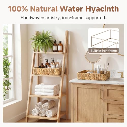 Large Bathroom Baskets (Natural(Water Hyacinth) / 15 ¾"L x 11 ¼"W x 3 ½"H)