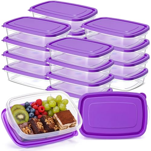 18 Pcs 33 oz Plastic Food Storage Containers with Lids (Purple)