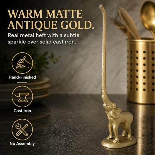 Gold Elephant Paper Towel Holder & Metal Toilet Paper Stand (Gold Elephant)