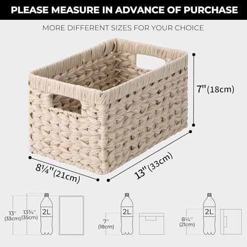 White Wicker Baskets for Storage (Butter Milk / 13"L x 8¼"W x 7"H)