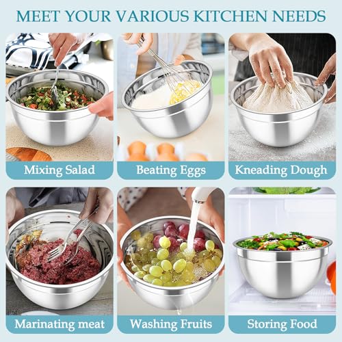Mixing Bowls Stainless Steel Nesting Salad Bowls Set (6 Count)
