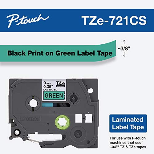 TZE721CS (Black on Green / 9mm (0.35”) / Pack of 1)