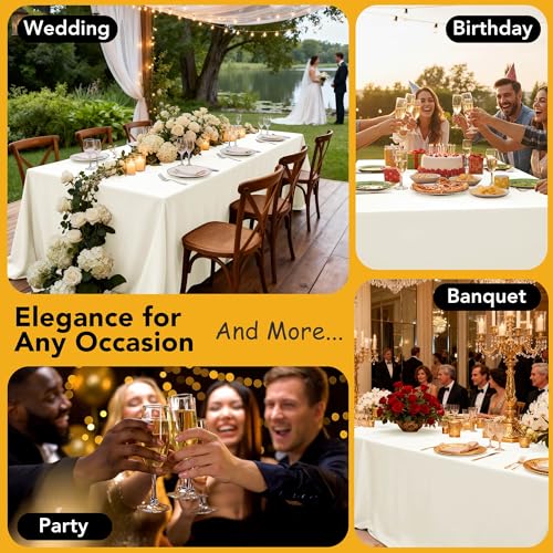10 Pack Ivory Tablecloths for Rectangle Tables (Ivory / 60x102 In, 10 Pack)