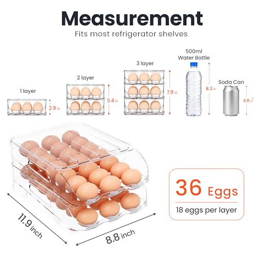 36 Egg Holder for Fridge with Silicone Bumpers