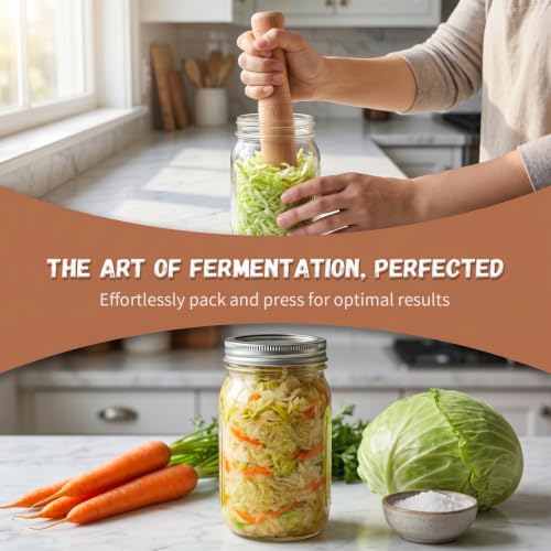7 Inch Wooden Kimchi Sticks Food Pounder for Mason Jar Fermentation Sauerkraut Cabbage Masher Kitchen Tool