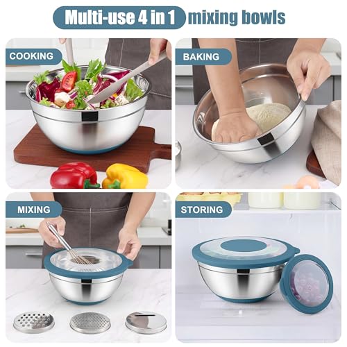 Stainless Steel Mixing Bowls with Lids & Colander (6 Count)