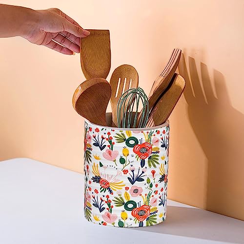 Kitchen Utensil Holder (Mint Floral)