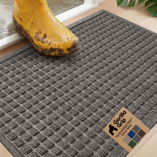 HydroABSORB Door Mat for Indoor Outdoor (Charcoal / 29" X 17")