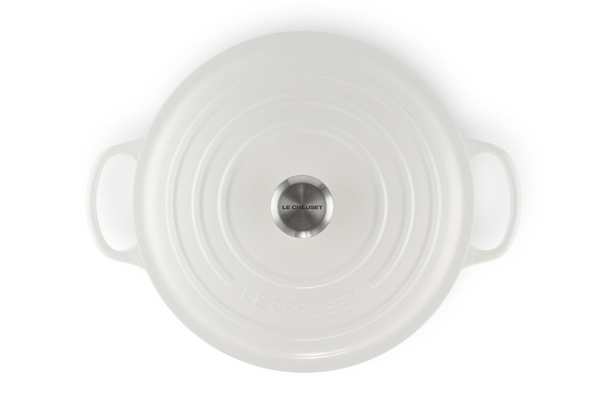 Enameled Cast Iron Round Dutch Oven (White / 9 Qt)