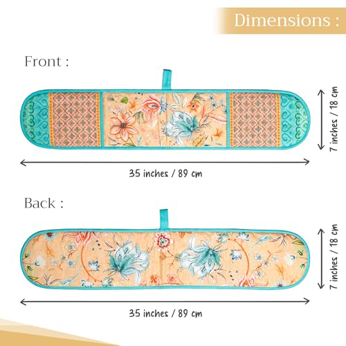 Double Oven Mitts 100% Cotton Double Oven Glove (041 - Luxury Loft - Peach / 7" x 35" (Double Oven Mitt))