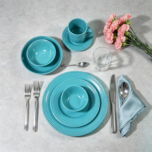 HomeVSS 42 Pc Pearl Dots Stoneware Dinnerware Set