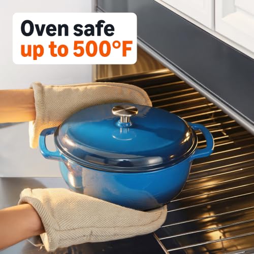 Enameled Cast Iron Dutch Oven Pot with Lid (Blue / 7.3-Quart)