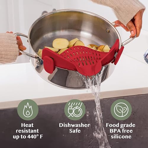 Snap N Strain Silicone Pot Strainer (Red)