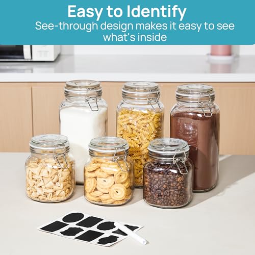 78oz Glass Food Storage Jars with Airtight Clamp Lids