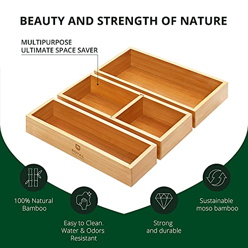 Luxury Bamboo Drawer Organizer Storage Box