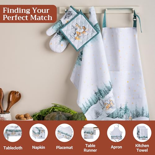 Pot Holders 100% Cotton Potholders (126 - Neige De Noel / 8" x 8" (Pot Holder Pack of 1))
