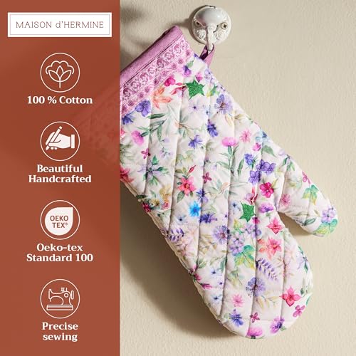 Maison d'Hermine Oven Gloves 100% Cotton Oven Mitt (038 - Chardon / 7.5" x 13" (Oven Mitt))