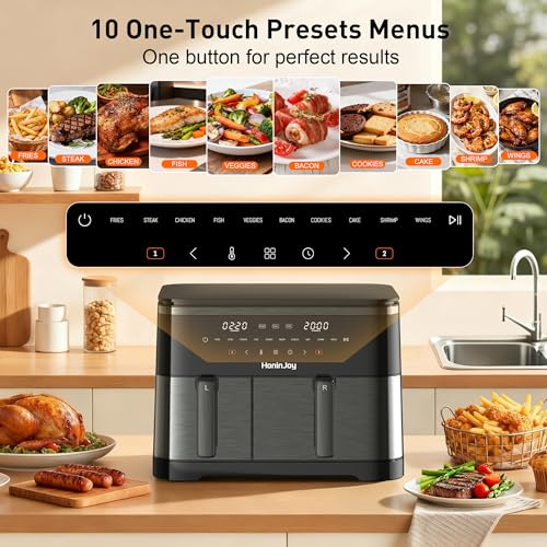 12QT Dual Air Fryer with 2 Baskets (4+8 Quart)