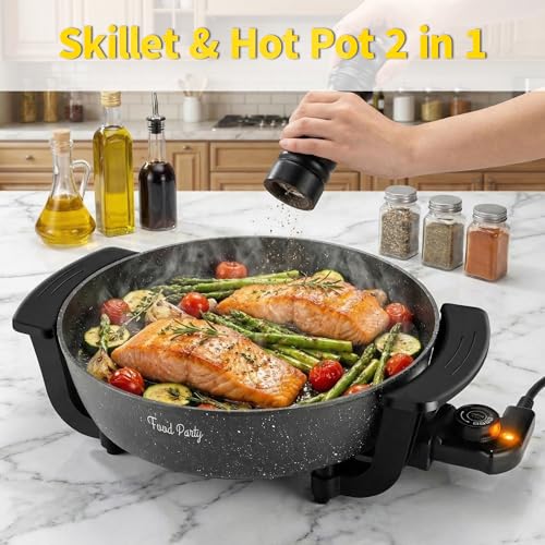 Hot Pot Electric Skillet 2 in 1 Hotpot Pot Electric Pot for Cooking 6L 110V 1100W Non