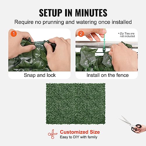 Artificial Ivy Privacy Fence Screen (Ivy with Green Mesh Backing / 96 x 72 inch)