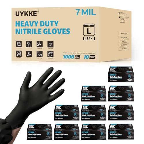Nitrile Gloves Disposable Rubber Latex Gloves Black Nitrile Gloves XL Disposable Rubber Latex Mechanic HEAVY DUTY 7 Mil Gloves (1000 Count)