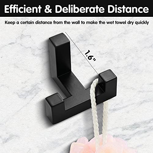 5 Pack Heavy Duty Double Claw Coat Hook Wall Mount with Screw Retro Double Coat Hook Utility Hook for Coats (Black)