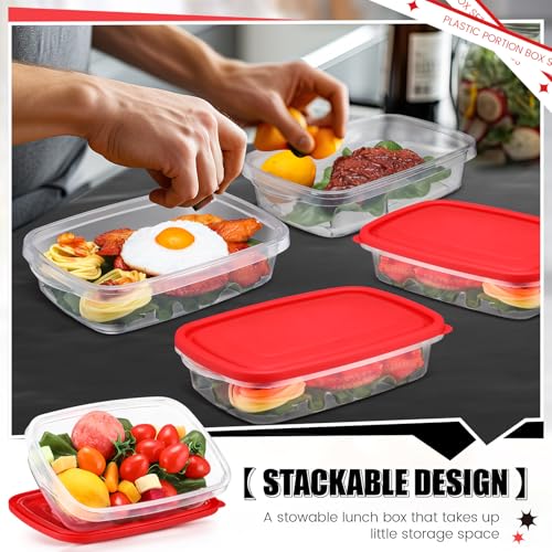 18 Pcs 33 oz Plastic Food Storage Containers with Lids (Red)