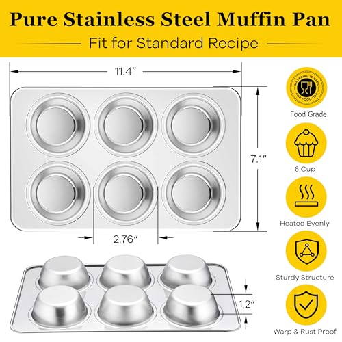 Stainless Steel Muffin Pan 6 Cups (6 Cup)