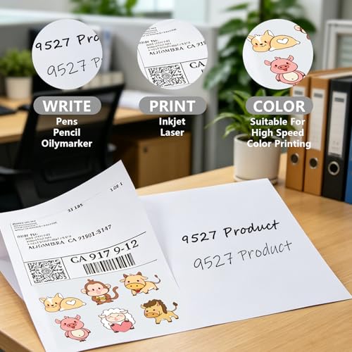 Half Sheet Self Adhesive Shipping Labels for Laser & Inkjet Printers White Blank (8-1/2"×5-1/2" (2-UP) / 150 Sheets)
