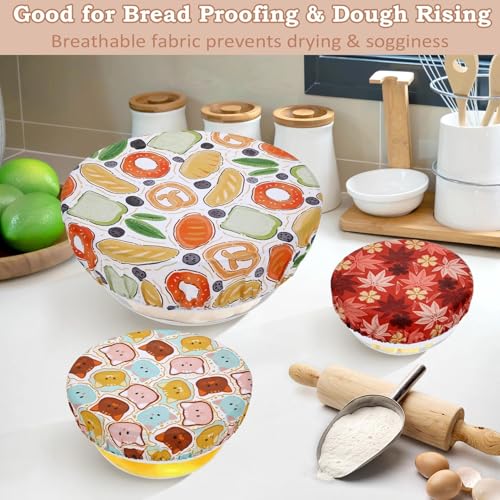 5Pcs Reusable Beeswax Elastic Bowl Covers for Bread Proofing and Food Cover (Maple Leaves)