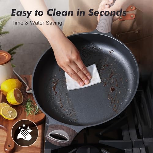 12.5in Nonstick Frying Pan Paella Pan (12.5 Inch / DARK Black)