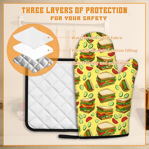 Cute Sandwich Oven Mitts and Pot Holders (4 Count)
