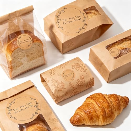 Custom Stickers Round Kraft Paper Labels Personalized with Texts (style 16)