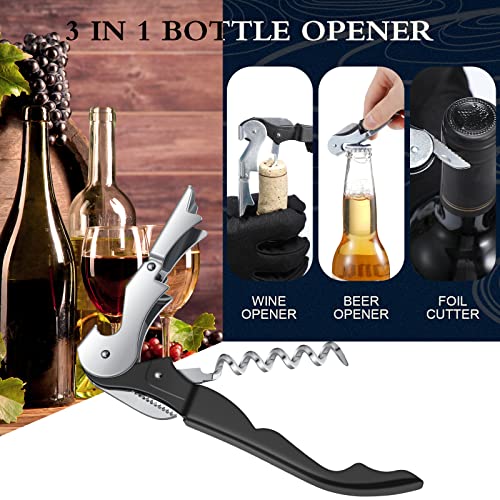 Waiter Corkscrew Wine Openers Heavy Duty Hinges Wine Key Bottle Opener All in One Double Hinged Waiter's Corkscrew with Foil Cutter Wine Tools for Bartenders Servers Sommelier (60 Count)