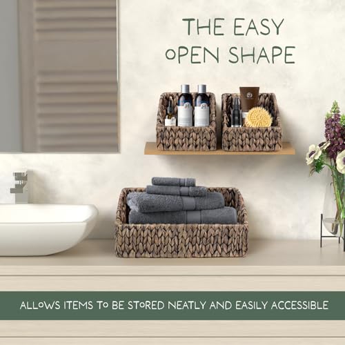 Set of 3 Handwoven Storage Baskets (Espresso)