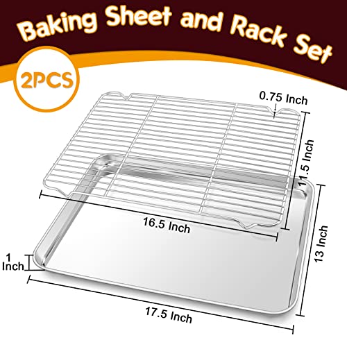 Stainless Steel Baking Sheet with Rack Set for Cookie (17.5 Inch)
