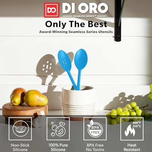 DI ORO Silicone Cooking Spoons (Blue)