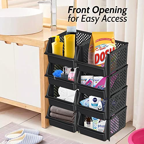 Stackable Storage Bins Open Front for Pantry Storage (4 Count)