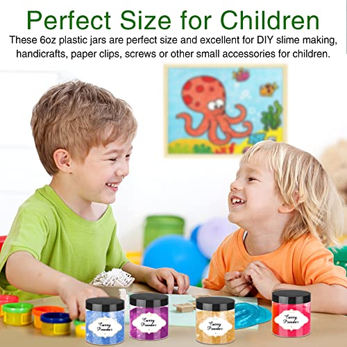 6 OZ Plastic Jars with Lids (6OZ 48Pcs Black)