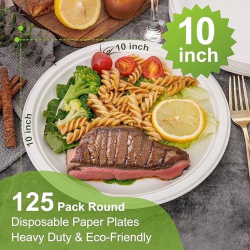 10 Inch Paper Plates 125 (White / 10Inch（125 PCS）)