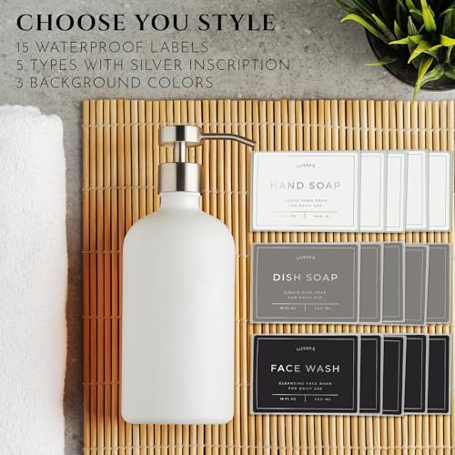 Glass Soap Dispenser Set of 2 (White/Silver)