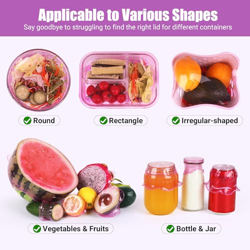 Silicone Stretch Lids for Food Storage in Fridge (6 Pcs Purple)