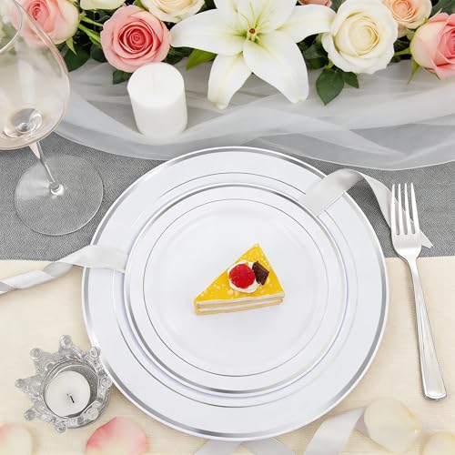 60PCS Silver Plastic Plates (60 / Sliver)
