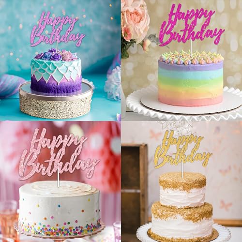 Happy Birthday Cake Toppers Gold Glitter Birthday Cake Decoration Cake Baking Supplies 18th 30th 40th Birthday Cake Toppers For Boys Girls Men Women Birthday Party Photo Booth Props