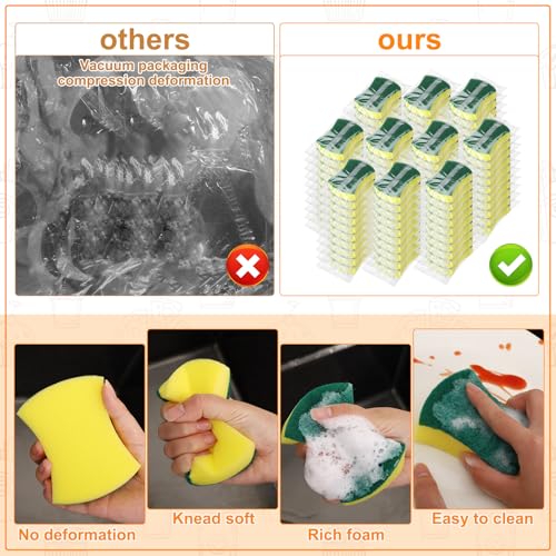200 Pcs Individually Wrapped Sponges Uncompressed Green (100 Count)