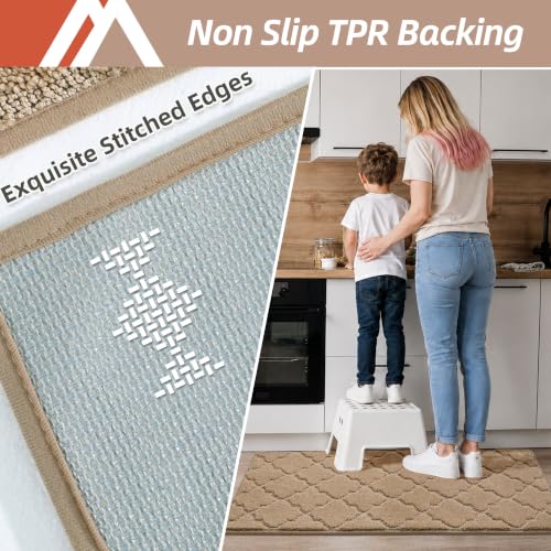 Kitchen Rugs Non Slip Washable 20"x48" (Beige / 20"X 48")