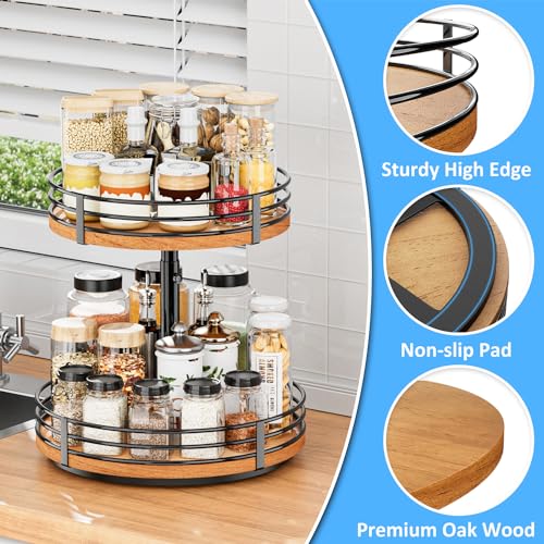 Lazy Susan Turntable Organizer Adjustable (12 inch 2 Tier)