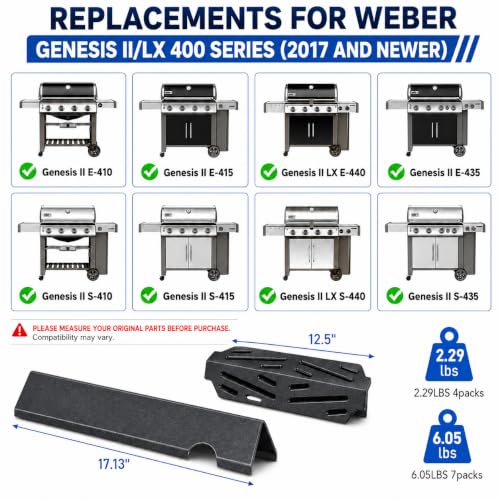 17" Flavorizer Bars & Heat Deflectors for Weber Genesis II E (17.13"×2.28"×2.171" - 66033 Genesis II LX E440)